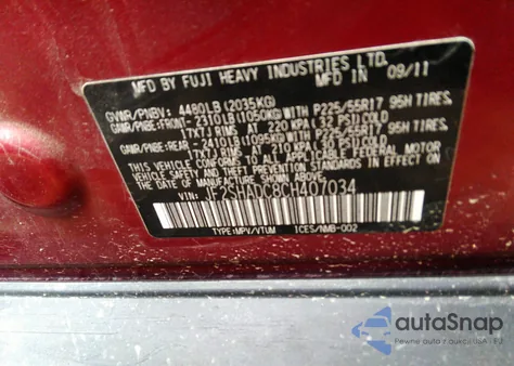 2012 Subaru Forester 2.5X Premium z USA, uszkodzony, nr VIN JF2SHADC8CH407034